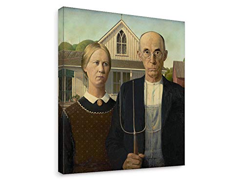 American Gothic Farmers Canvas Wall Art