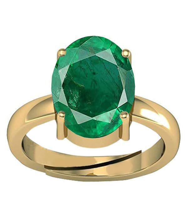 13.00 Ratti Certified Precious Emerald Ring Adjustable Panna Gemstone Gold Plated Ring Astrological Purpose for Men and Women-image-8