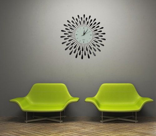 Lulu Decor, Black Drop Metal Wall Clock 24”, White Glass Dial With Lines 9”, Decorative Clock For Living Room, Bedroom, Office Space #TOP2