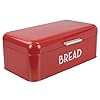 Home Basics Grove Bread Box For Kitchen Counter Dry Food Storage Container Bread Bin Store Bread Loaf Dinner Rolls Pastries Baked Goods More Retro Vintage Design Red