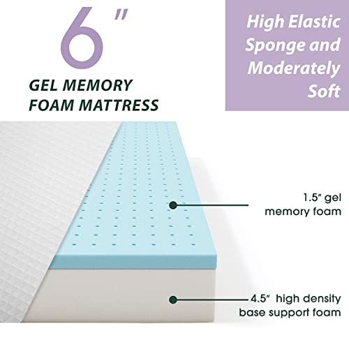 Bestmassage 6 In Gel Memory Foam Mattress Mattresses For Cool Sleep & Pressure Relief,Medium Firm Mattresses Certipur-Us Certified/Bed-In-A-Box,Queen #TOP2