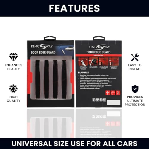 Image of KINGSWAY Car Door Edge Protection Guard Compatible with Mahindra Scorpio N, (Year 2022 Onwards), Car Safety Anti Dent Scratch Proof Gurads, Car Door Guard Bumper Protector, D1 Black, Pack of 4 Pcs