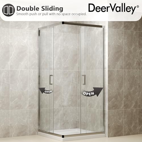 DeerValley 36\"x 72\" Framed Square Corner Shower Enclosure, Double Sliding Door Corner Shower Door, Reversible Corner Shower Kit with 5/16\" (8mm) Thick Clear Glass