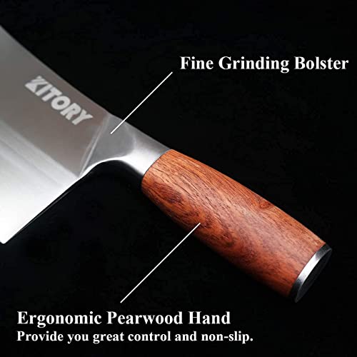 Kitory Chinese Chef Knife 7 Inch, Ultra Sharp German Steel Cleaver Knife with Ergonomic Pearwood Handle, Heavy Duty Bone Chopping Knife for Meat, Vegetables & Daily Kitchen Use — view 6