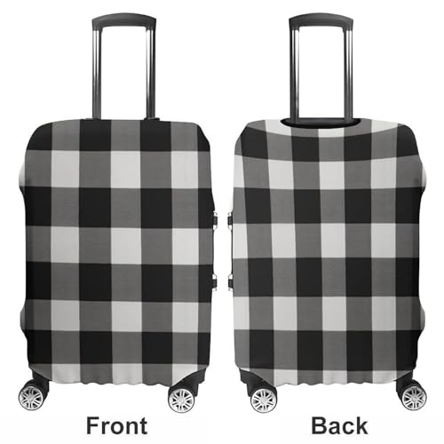 Travel Luggage Cover Elastic Suitcase Protector Anti-Scratch Washable Black And White Plaid Luggage Sleeve Tsa Approved Carry on Covers Baggage Cover Fits 18-32 Inch Luggages3