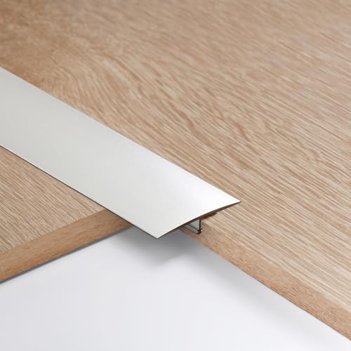 3pcs 4cm Aluminum T Molding Floor Transition Strip Metal Flat Divider Strip for Joining Floor Gaps Laminate Profile Flooring Edge Trim Cover Strips,0.9m Silver