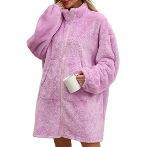 Flanelle douce et coupe oversize pour cette veste polaire chaude à fermeture éclair