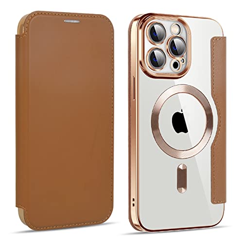Étui de protection sans fil iPhone 12 marron foncé en cuir