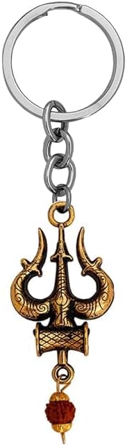 Metal Lord Shiva Trishul Rudraksha Damru Keychain Keyring Car, Bike, Home, Office, Gift Keychain For Men & Women (Pack of 2) by The Great Indian Store