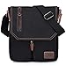 Kasgo Borsa Tracolla Uomo, Borsa Messenger Piccola Uomo Donna a Spalla Tela Pelle Vintage Sacchetto del Messaggero per Scuola Lavoro Viaggio Nero immagine