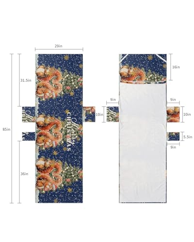 Blue Squirrels Christmas Beach Lounge Chair Towel Cover, Soft Chaise Lounge Towel with Side Pockets Patio Pool Chairs Cover for Beach/Pool Sunbathing 29x85 Winter Snowflake Xmas Tree