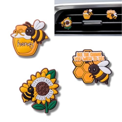 Bee Car Air Fresheners Vent Clips Set, Bee Air Vent Clips for Car Accessories for Women, Honeycomb Vent, Bumble Bees Decor and Bees Gifts for Women