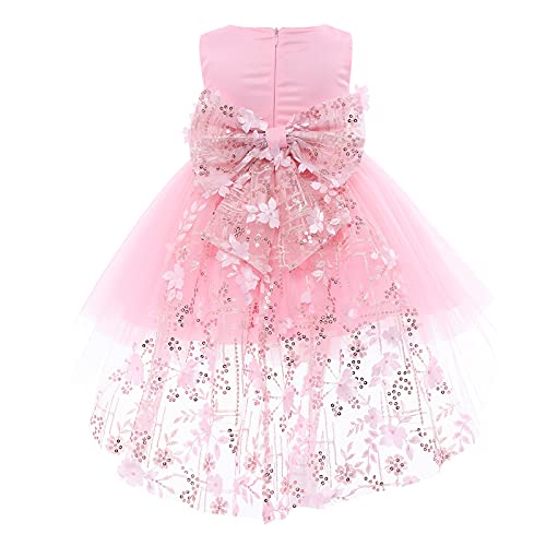 Flower Girls Sequins Bowknot High Low Tutu Dress For Kids Baby Christening Baptism Communion Birthday Party Lace Gown Toddler Princess Pageant Wedding Bridesmaid Tulle Dresses Pink 18-24 Months #TOP11