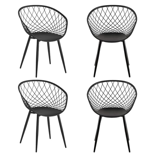 GOKHOMX Chaise de Jardin Extérieur Lot de 4, Chaise Plastique avec Accoudoirs Fauteuil de Jardin Extérieur Terrasse Chaise Balcon avec Dossier et Pieds en...