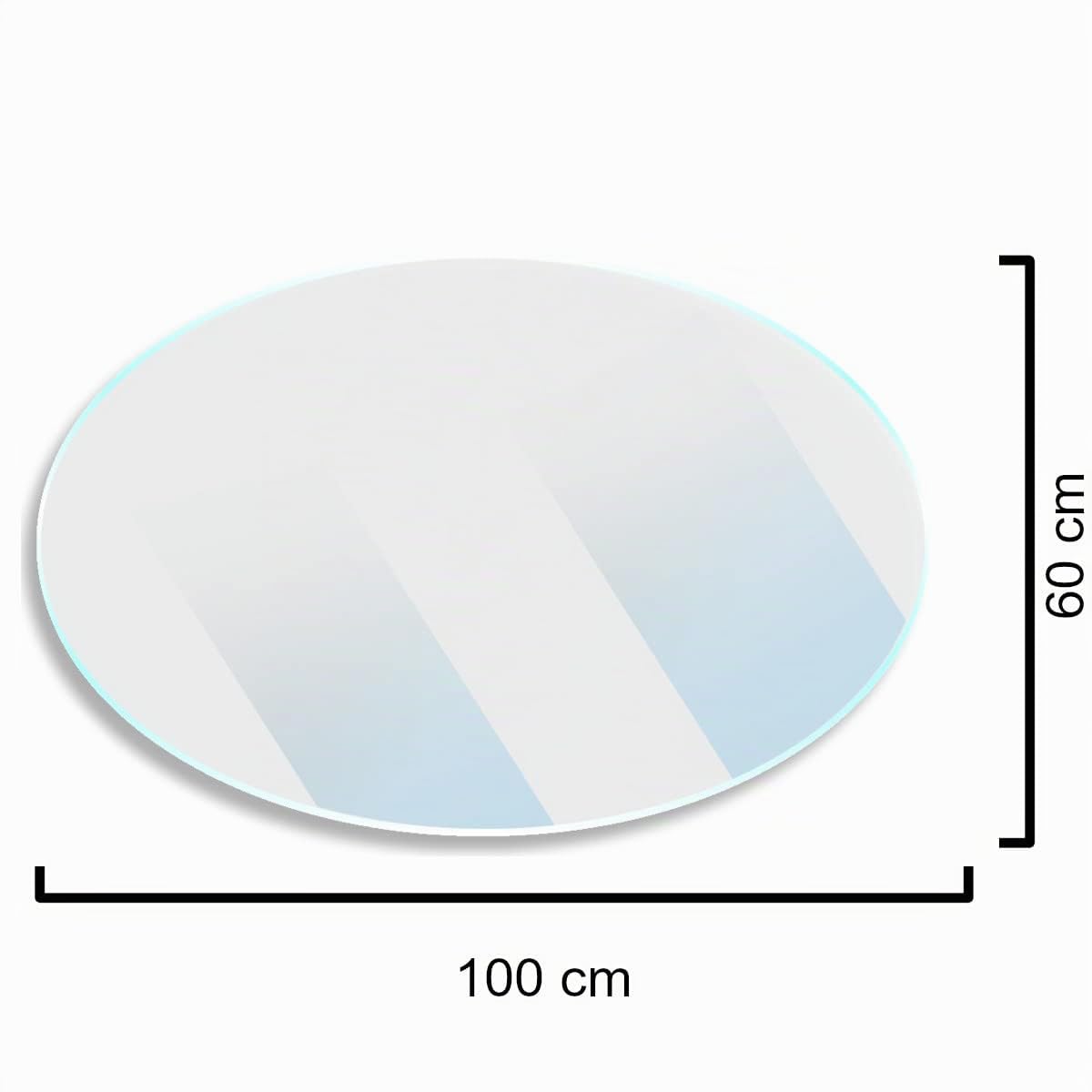 Euro Tische Piano in Vetro 60cm per Caminetto e Tavolo a Taglio Sfaccettato, Piastra di Protezione con Vetro di Sicurezza ESG da 6 mm, Base per Caminetto (Trasparente)