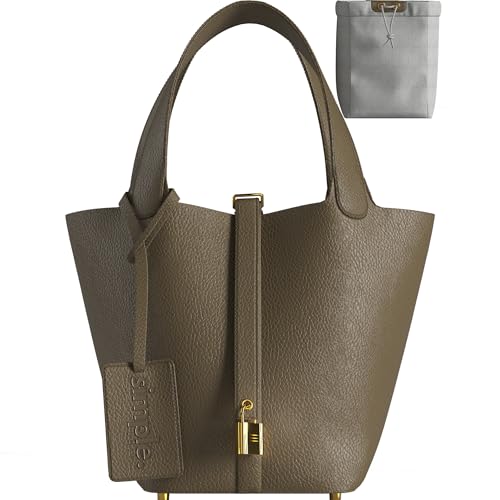 Simple Edit Bolsa de mão clássica mini bucket, Caqui, Large, Medium, Small, Perfurado moderno