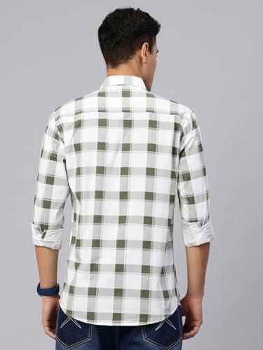 Image of Majestic Man Men Comfort Slim Fit Pure Cotton Tartan Checked Casual Shirt