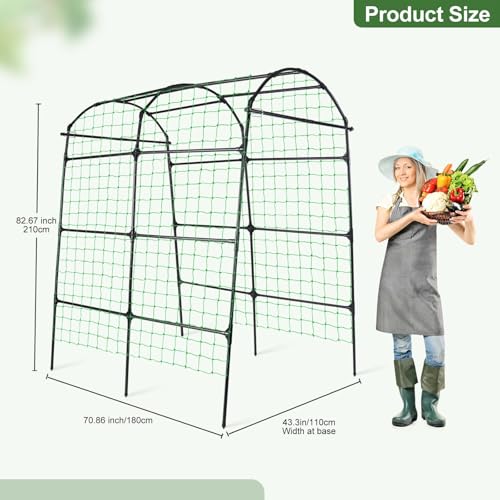 Garden Arch Tunnel Trellis for Climbing Plants Outdoor, 7 ft Tall Metal Walkway, Arbor Archway for Climbing Vines Vegetables Yard Lawn, Cucumber Trellis for Garden Raise Bed, Black by OTOSUNNY - Image 5