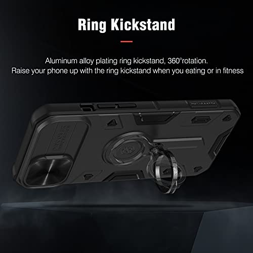 Nillkin Case For Iphone 13 Pro Max Case, [Built In Kickstand&Camera Protector] Shockproof Hard Pc&Bumper Hybrid Cover Phone Case For Phone 13 Pro Max 6.7'' Black #TOP3