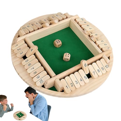 Wcybym Shut The Box Juego de Mesa, Juegos de matemáticas de Mesa de Tablero de Madera - Juegos de Dados para 2-4 Jugadores,Juego de adición Divertido de Madera, Juegos de Close The Box para
