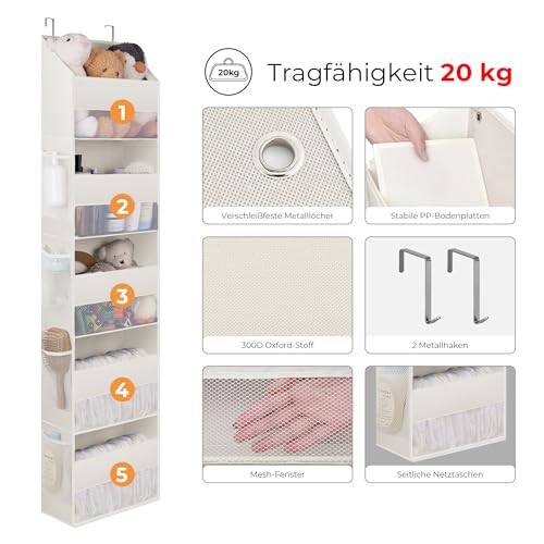 GRANNY SAYS Tür Hängeorganizer mit 5 Fächern, Packung mit 1 hinter der Tür hängenden Speicherorganisator, beige Türregal Zum Einhängen, Türorganizer Hängeorganizer für Schlafzimmer, Tür Hängeregal