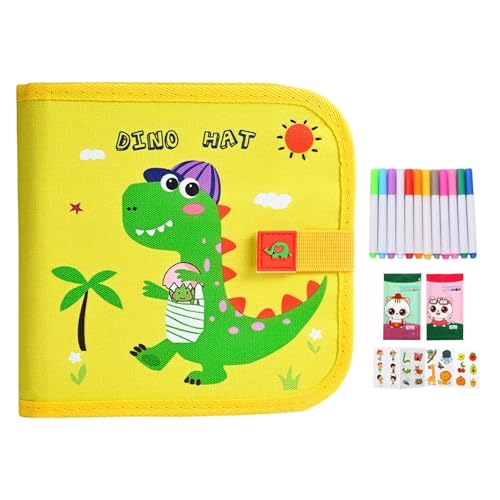 Libro De Dibujos Reutilizable | Lienzo Borrable Con 12 Rotuladores,Kit de Arte Portátil para Escuela Restaurante Viajes en Coche y Actividades de Viaje
