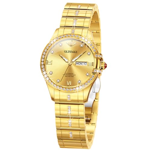 Image of OUPINKE Automatic Watch for Women Self-Winding Luxury Original Ladies Watch | Skeleton Mechanical Diamond Gold /Black /Sliver 24 Hours Gift Wrist Watches