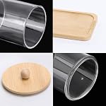 Tbestmax 10 Oz Cotton Swab/Ball/Pad Holder, Qtip Apothecary Jar, Clear Bathroom Containers Dispenser for Storage 3 Pack Wood Lids - Image 2