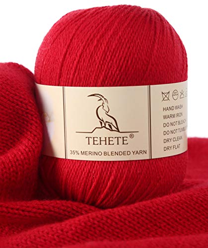 TEHETE Merino Wool Yarn for Knitting 3-Ply Soft Crochet Yarn