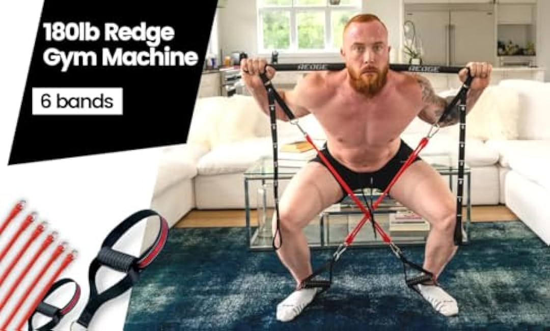 Redge Fit? Complete Portable Full Body Home Gym Park Workout Set | 6 Tension Bars + Black Waist Belt