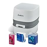 Enders Campingtoilette Supreme Blue Set - komfortable Höhe - hoch - inkl. 0,75L Sanitärflüssigkeit + 2,5L Blue Abwasserflüssigkeit + WC Papier (leicht löslich) - Chemietoilette - Mobile Toilette weiß