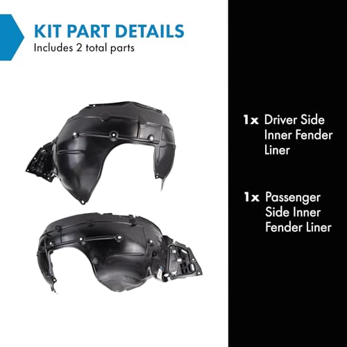 Image of TRQ Inner Fender Liner Set Compatible with 2017-2018 Honda Civic HO1248158 HO1249176