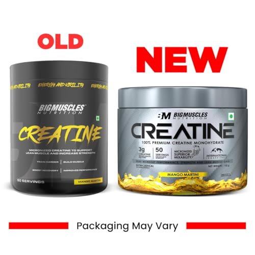 Image of Bigmuscles Nutrition Creatine [155g, 50 Servings]|Mango Martini | Micronized Creatine Monohydrate To Support Lean Muscle Repair & Recovery|Increase Strength&Athletic Performance,Powder, 1 count