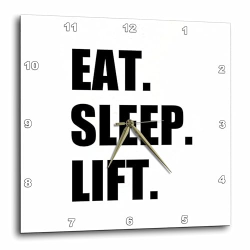 3dRose DPP_180419_1 Eat Sleep Lift Weightlifting Weight Lifting Fitness Body Building Wall Clock, 10 by 10"