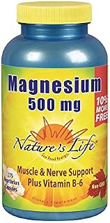 Natures Life Magnesium 500mg | High Potency Magnesium Supplement Plus Vitamin B-6
