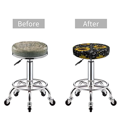 Jsxtdzm Round Stool Cover Cute Bees Floral Print Pattern Soft & Comfortable Bar Footstool Chair Stool Slipcover Protector 13 Inch #TOP5