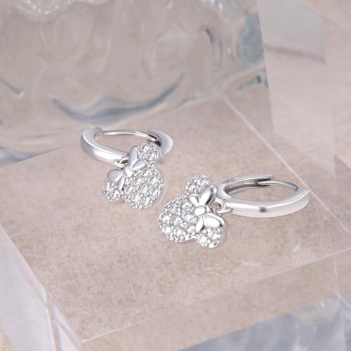 Mouse Bow Earrings Sterling Silver Mouse Cute Hoop Earrings for Women Hypoallergenic Cubic Zirconia Lovely Animal Hoop Earring for Sister4