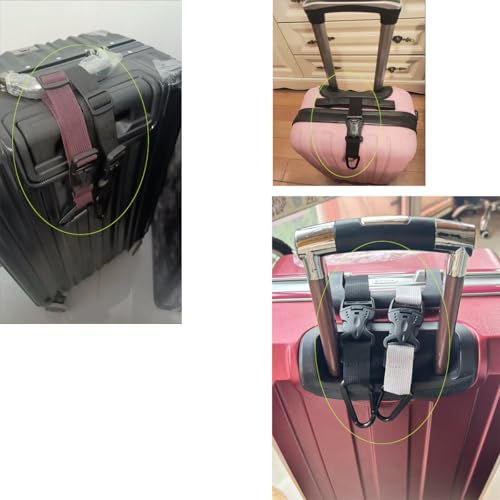 Image of 3 Pack Add a Bag Luggage Straps with Hook Buckle Jacket Gripper Adjustable Suitcase Travel Belt Connector Hat Clips for Hardside Spinner Carry-On Luggage Rolling Duffel Bag Hiking Backpack