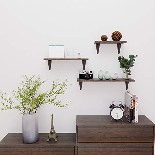 Bameos Floating Shelves, Rustic Wood Bamboo Wall Storage Shelves, Wall Mounted Shelf Organizer Set Of 3 For Living Room, Bedroom, Kitchen, Bathroom, Office #TOP2