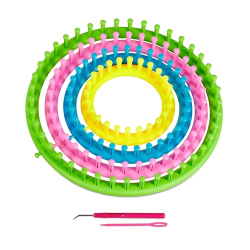 Relaxdays Strickring Set, 4 Strickrahmen, Strickset Kinder &...