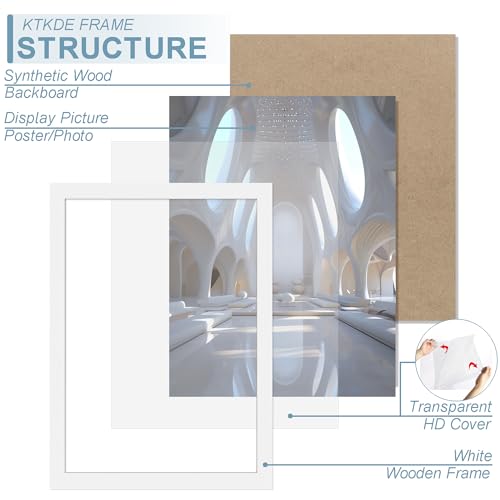 Image of KTKDE A4 Picture Frame Set of 6,White Wooden Photo Frame for Certificate Poster and Photo, Horizontal or Vertical Formats 8.3x11.7 Frame with Shatter Resistant Plexiglass Home Decor best gift
