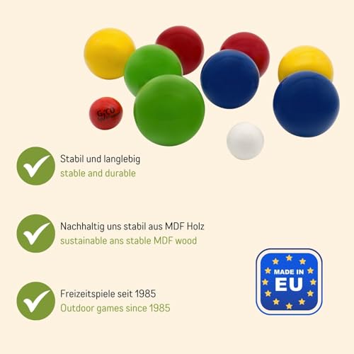 Boccia-Kugeln Gico für Boccia Spiel aus Holz, 8 Kugeln, Durchmesser 7 cm