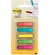 Post-it Arrow Flags, Assorted Bright Colors, .47 in Wide, 100/On-the-Go Dispenser, 1 Dispenser/Pa...