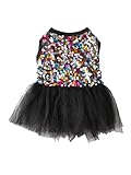 QWINEE Sparkly Sequin Dog Dress Cute Puppy Dress Skirt Tutu Bling Princess Cat Dress Summer Birthday Party Pet Dress for Small Medium Large Dogs Cats Kitten Girls Black L