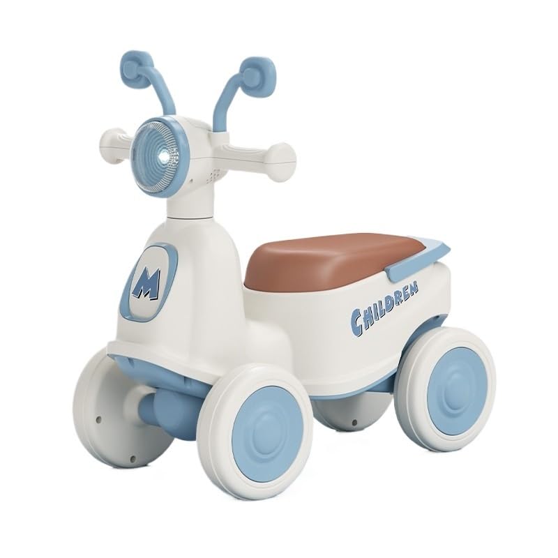 Wiggle Cars - Patinete de 4 ruedas para niños con música y luz LED, auto Wiggle para niños de 1 a 3 años, patinetes de bicicleta de equilibrio (azul, rueda silenciosa)
