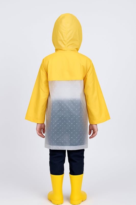 Image of Kids Waterproof Long Raincoat for Boys & Girls | Lightweight Hooded Rainwear with Pockets | Full-Length Rain Coat for School, Travel & Outdoor Use