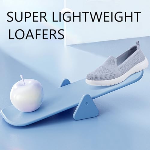 Image of Buyrew Loafers for Women - Comfortable Mesh Knit Slip On Walking Shoes with Arch Support - Dressy Business Casual Work Flats for Standing All Day - Lightweight Breathable Penny Loafers