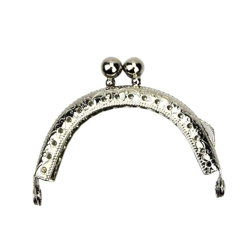 Metalowe zapięcia do torebek, 10 sztuk 6,5 cm antyczny brąz srebrna moneta pocałunek zapięcie uchwyt DIY torba sprzęt akcesoria pocałunek zapięcie lockv(Silver)