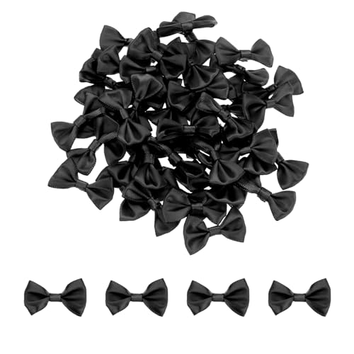 QUARKZMAN 50Pcs Nœud Papillon Noir 3.8 x 2.5cm Mini Nœud Papillon pour l'Artisanat Petits Nœuds...