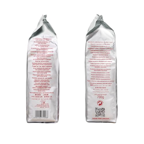 Lucaffè - Kávová zrna bez kofeinu Decaffeinato, 700 gr | Kávová zrna k mletí na espresso bez kofeinu | Tmavá pečeně | Chuť sladká a ovocná, krémová | Intenzivní aroma